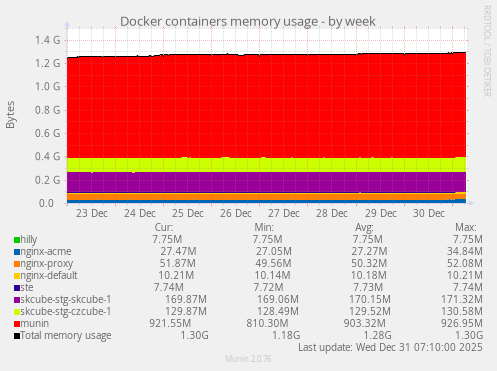 Docker containers memory usage